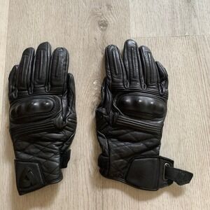 REV'IT! Fly 3 Black Leather Motorcycle Gloves Hard Knuckle PWR Shield Mens Small